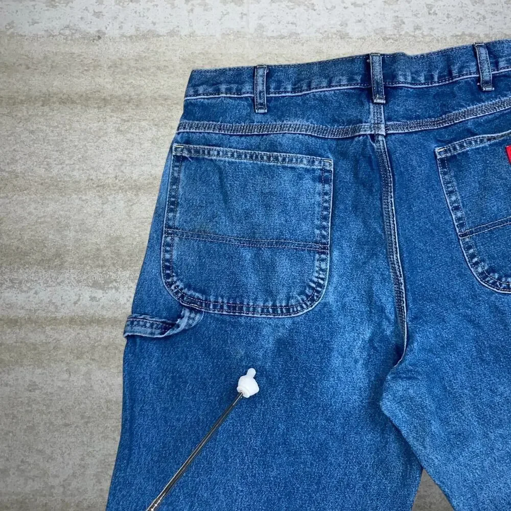 Vintage 90s Dickies Carpenter Jeans 36x34 Baggy Wide Leg Fit Medium Wash Denim